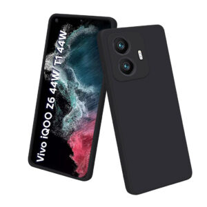 VIVO T1 44W, IQOO Z6 44W Black Silicon Case - Image 1