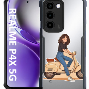 Girl On Old Scooter Orange — Realme P4x 5G - Image 1